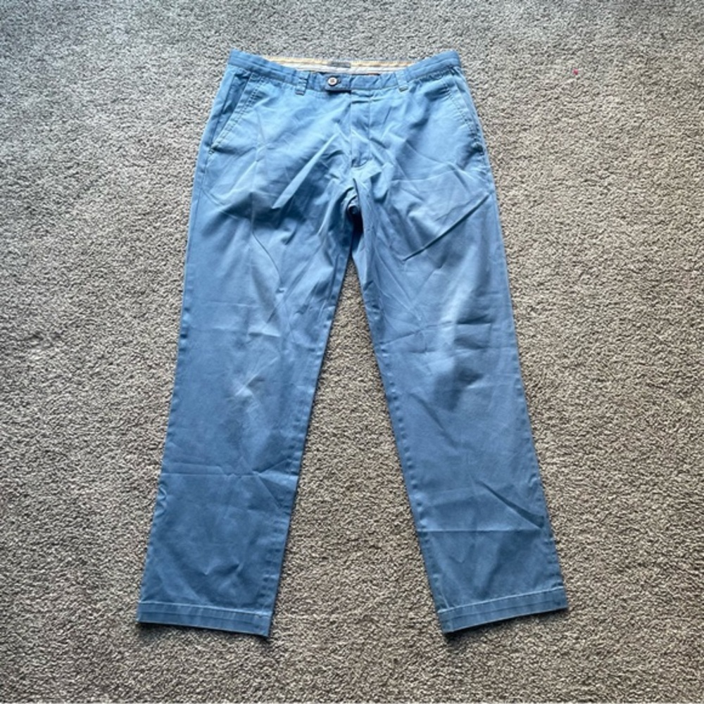 Interview Sarar Dress Pants Men 36 (42) Light Blue Straight Leg Chino Flat Front